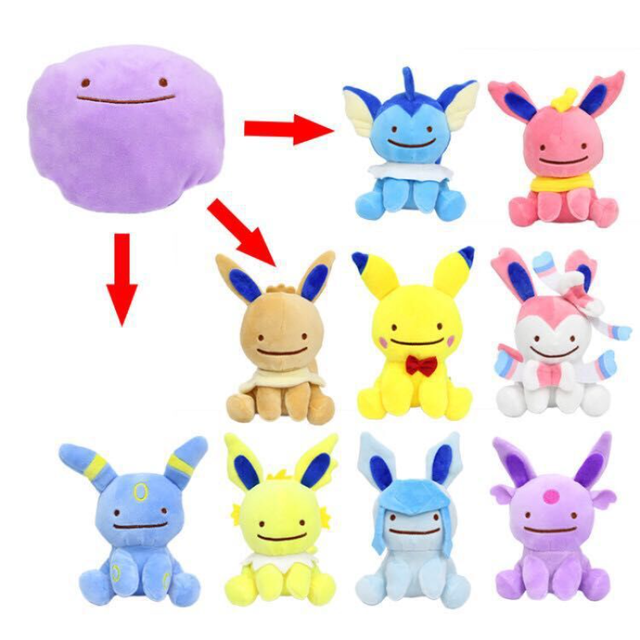 Pokemon Ditto Transform into Eevee Pikachu Sylveon Espeon Vaporeon